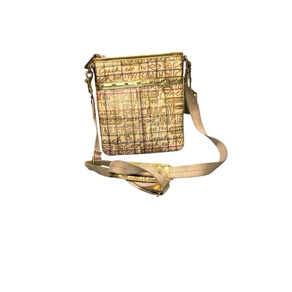 Coach Handbags - Coach Parker Op Art Swingpack - Gold Metallic Graffiti Logo Crossbody